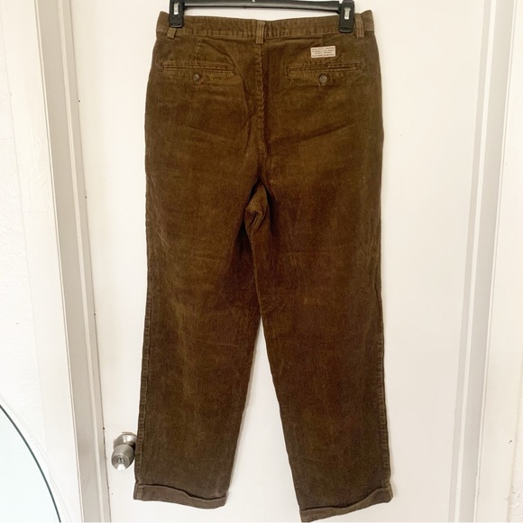 Brown Corduroy Pleated Pants 33x30 Cuffed Hem Cotton Grandpacore Academia Baggy - Picture 3 of 8